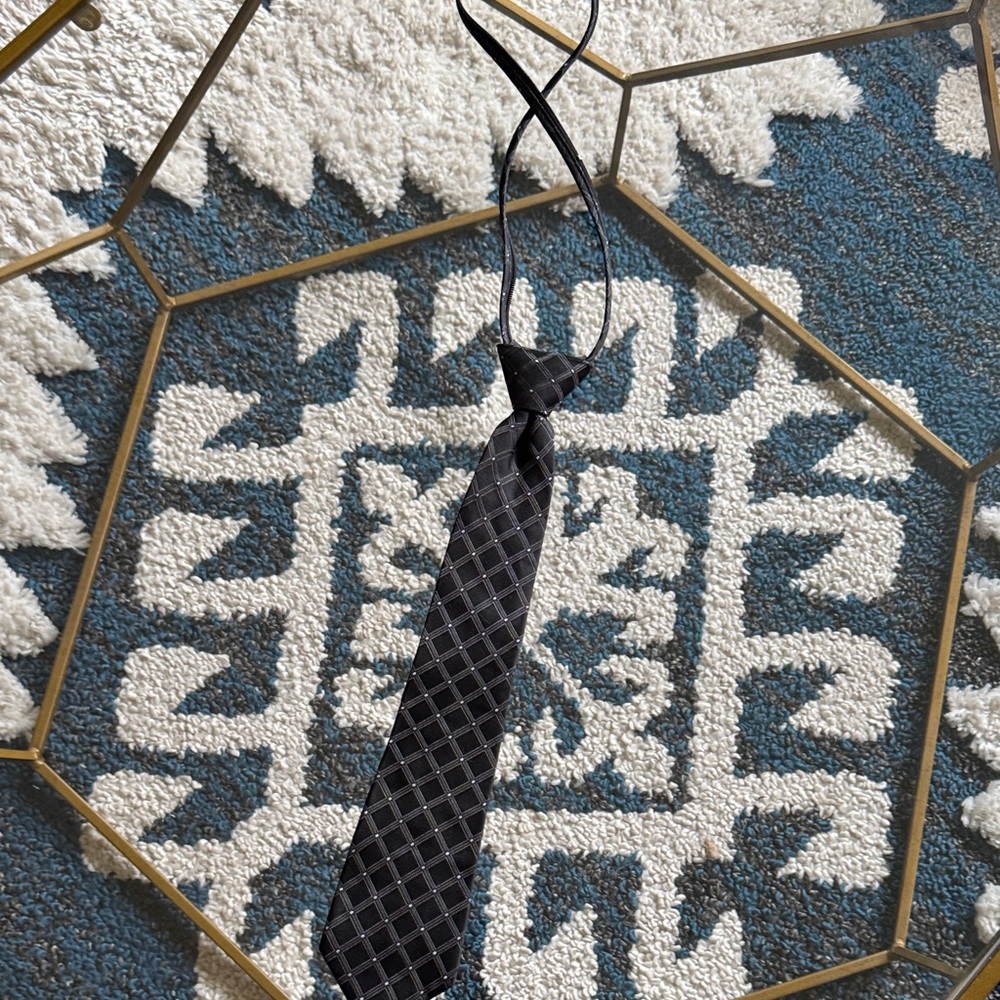 Nautica Kids Black and Gray Checkered Tie